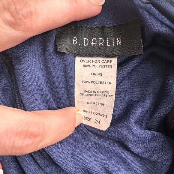 B Darlin Sweetheart Neckline Chiffon Dress 3/4 Floral Embroider Sheer Cutouts - Picture 7 of 8